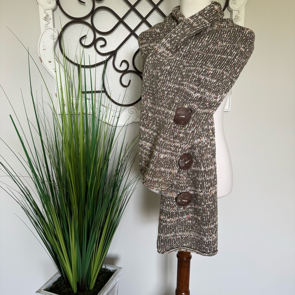 PURE HANDKNIT Beautiful Shrug Scarf Wrap with Cute Buttons